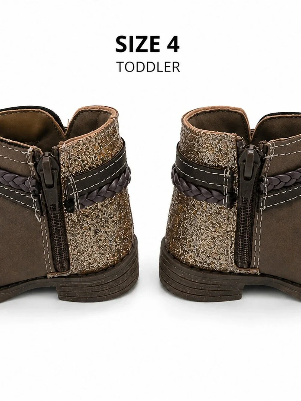 NWT Carter’s Letty Toddler Girls Taupe Glitter Ankle Boots Size 4
